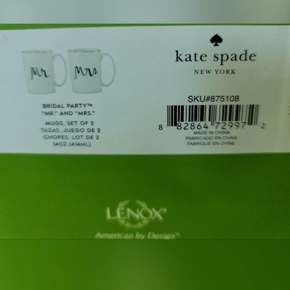 Kate Spade White and Gold Mr. and Mrs. Mugs - Picture 3 of 3